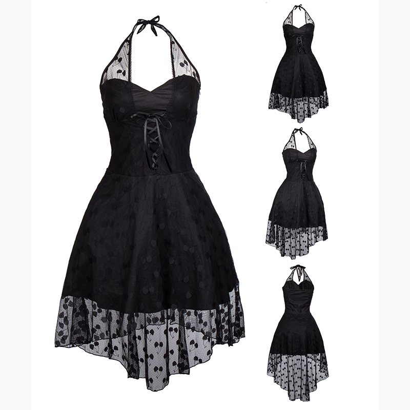 F2509 Black chiffon dress